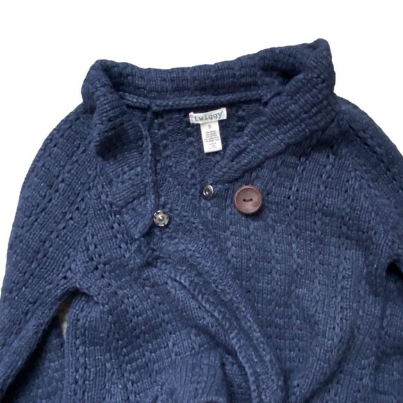 Twiggy Lambswool Pointelle Knit Cardigan Blue Coastal Cottagecore Quiet Luxury-S - Picture 5 of 16